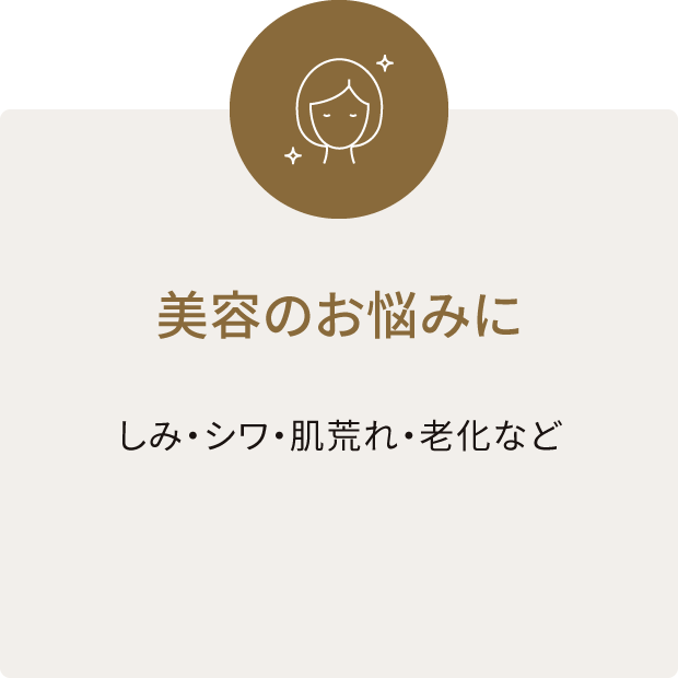 美容のお悩みに しみ・シワ・肌荒れ・老化など